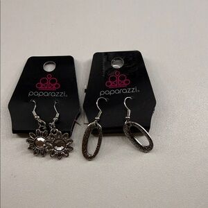 Paparazzi Silver Floral and Oval Earrings